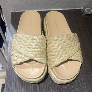 Nine West Rafia wedge platform